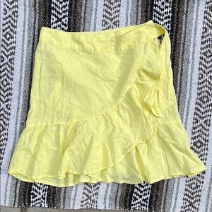 Free People Yellow Mini Wrap Skirt